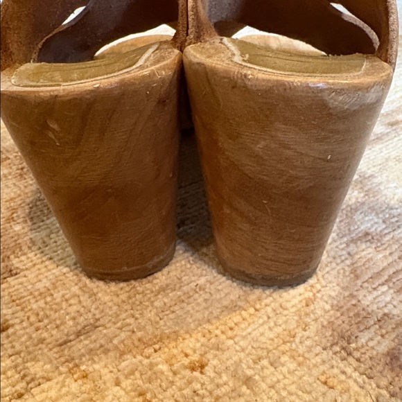 No 6 clogs Tan Leather Slide Sandals high heel 39 - Picture 4 of 5